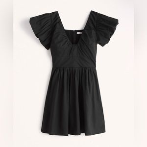 Abercrombie & Fitch Puff Sleeve Flirty Skort Mini Dress - Black - Size XS Tall